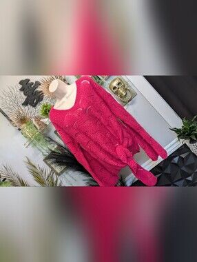 Elsamanda Hot Pink Mohair Wool Blend Sweater LG